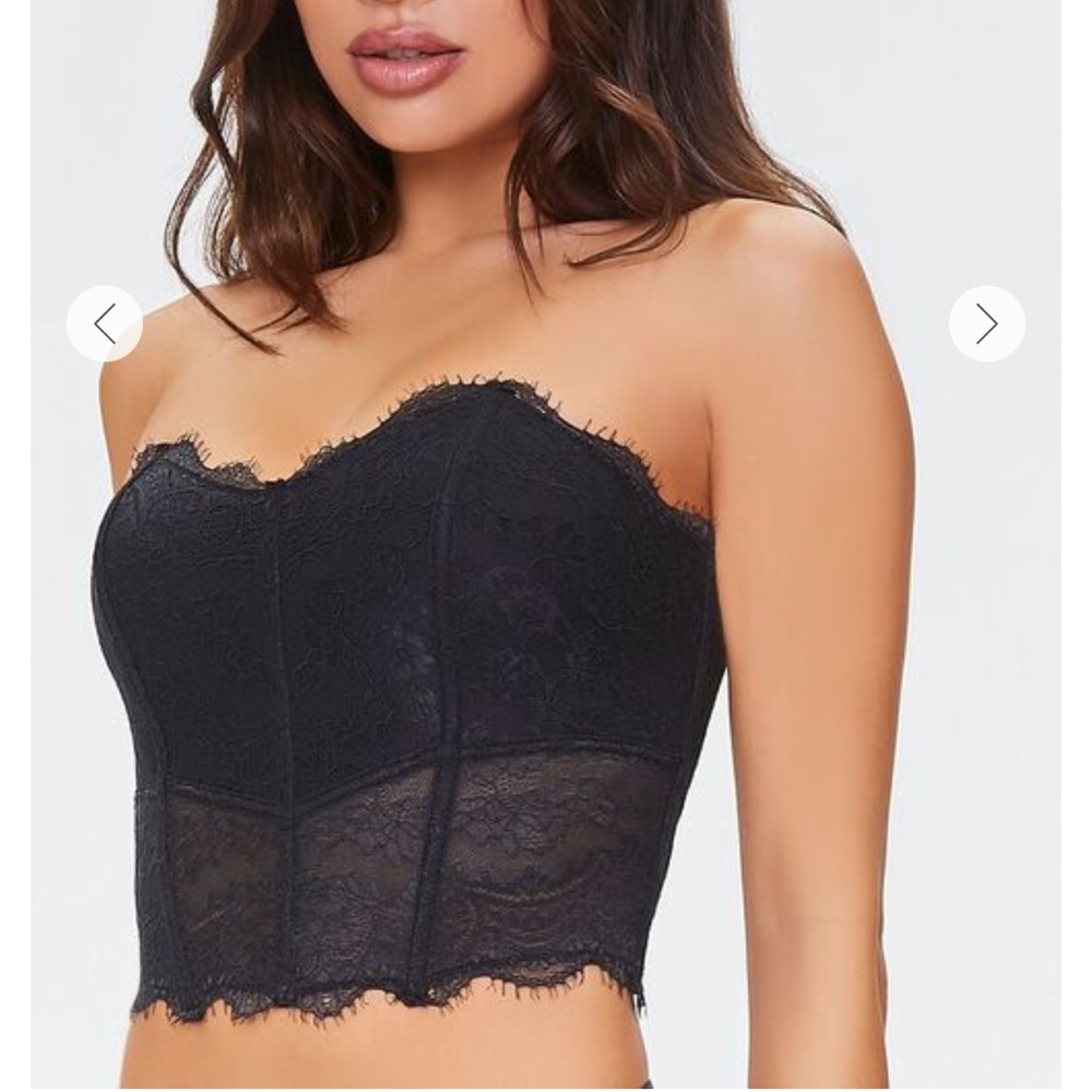 Forever 21 Black Floral Lace Corset Bra